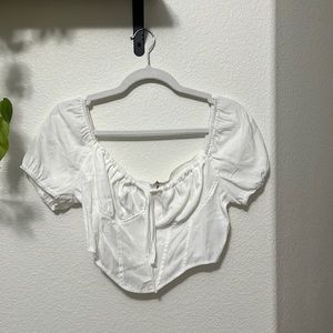 white milkmaid top with zipper back